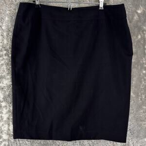 Nine West Size‎ 14 Minimalist Preppy Career Midi Pencil Skirt Black Stretch